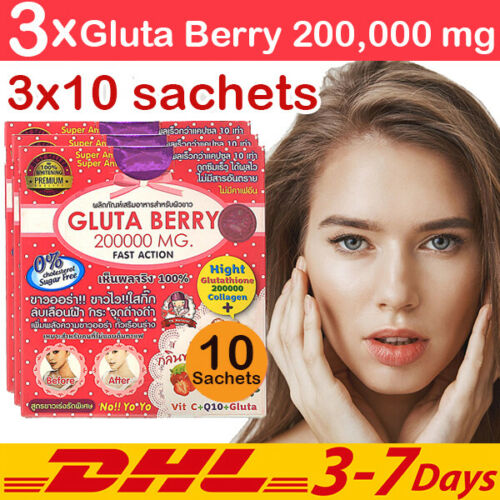Gluta Berry Glutathione 200000 mg Drink PUNCH Reduce Freckles Whitening Skin