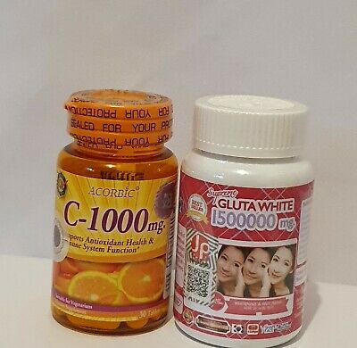 Supreme Gluta White Glutathione Acorbic Vitamin C 1000mg Whitening Skin 8 Set