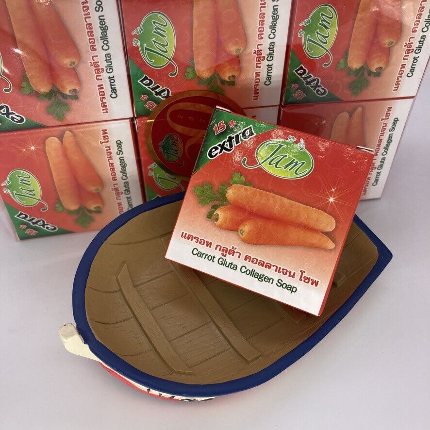12x Jam Carrot Gluta Collagen Soap Bar Face Body Brightening Moisturizing 65 g