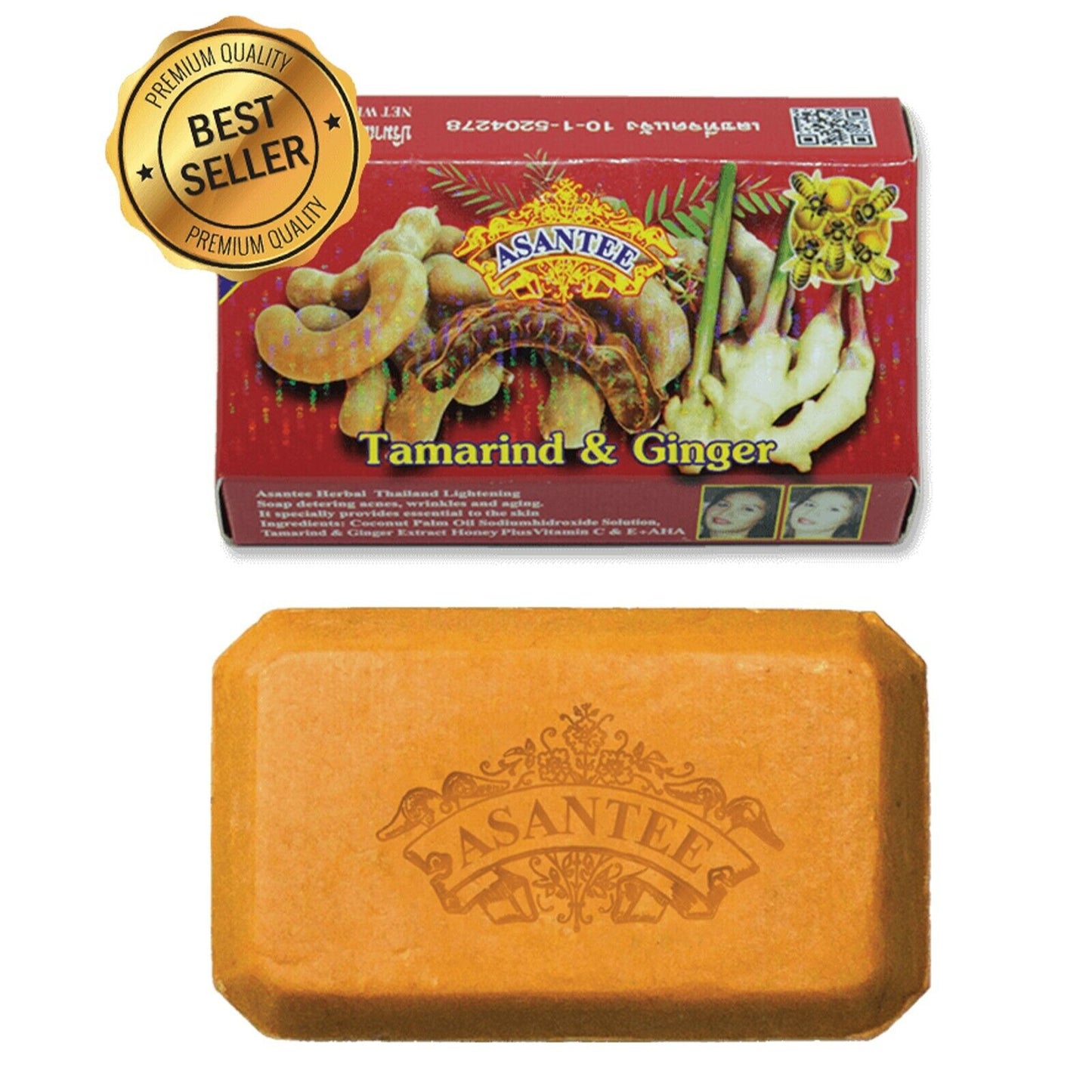 12x125g Asantee Tamarind Ginger & Honey Soap Thai Herbal Lightening Bath Body