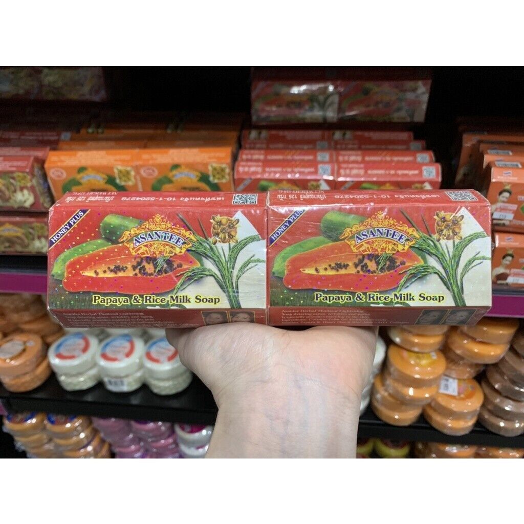 12x Asantee Papaya Rice Milk Soap Bar for Soft Smooth Skin Relax Natural 125 g