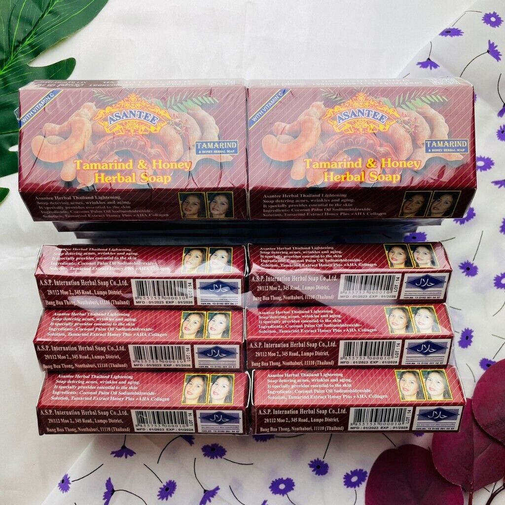 12x Asantee Tamarind Honey Soap Bar Brightening Soft Skin Face Body Herbal 125 g