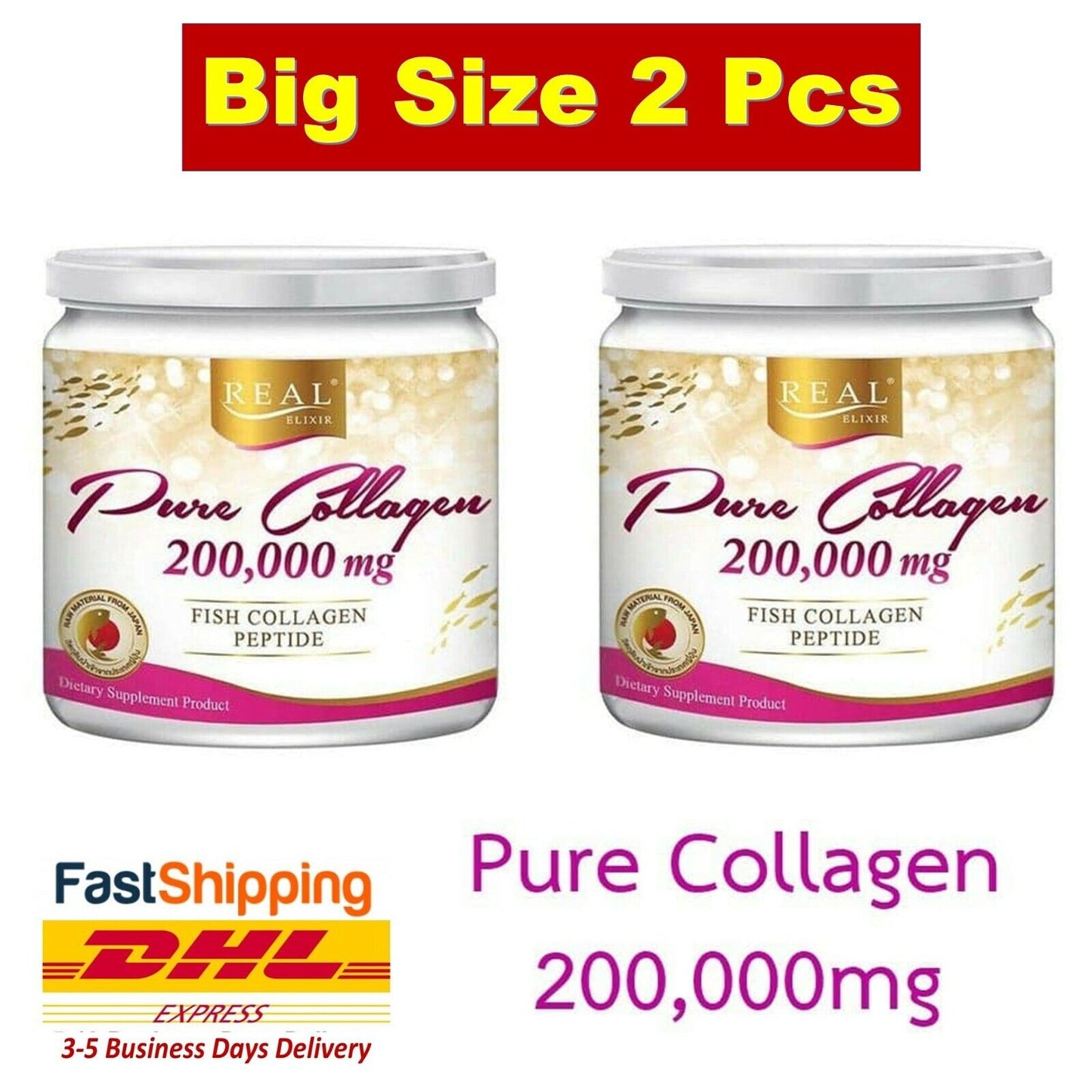 2x Real Elixir Pure Collagen 200,000 mg Fish Collagen Peptide Reduce Wrinkle