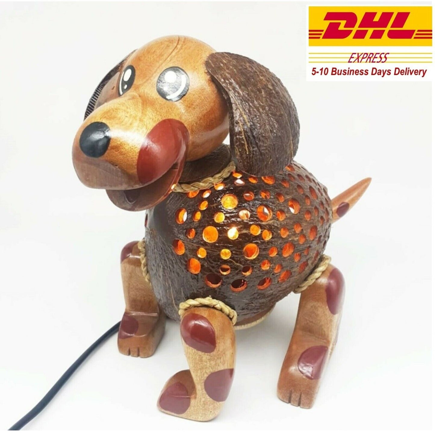 Table Lamp Shade Dog Coconut Shell Night Light Shade Handmade Kids Gift