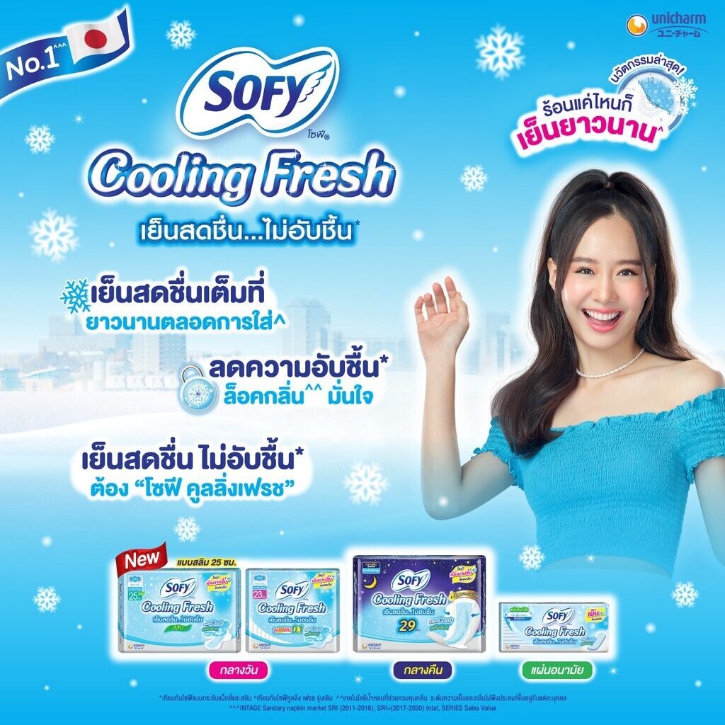 Sofy Cooling Fresh Winged Sanitary Napkins Pad Super Active Slim Fresh 6x 10pcs