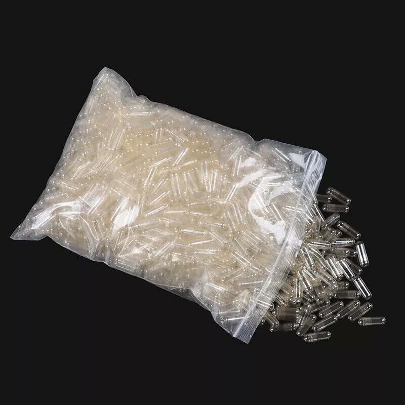12x Clear Empty Capsules Size 0 1000's Pills Filling Powder Gelatin Clean Safe