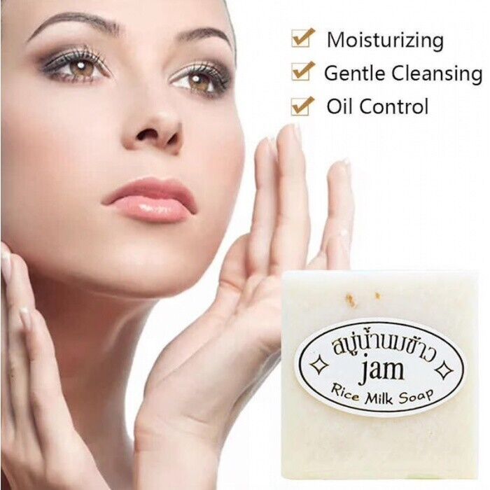 12x Jam Rice Milk Soap Bar Gluta Collagen Brightening Face Body Natural Thai 65g