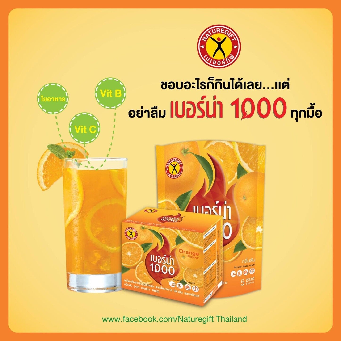 10x NatureGift Berna 1000 Instant Drink Orange Flavour High Vitamins Minerals