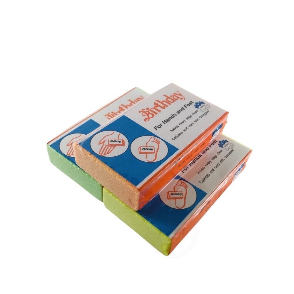 12x Birthday Hands Feet Heels Scrub Sponge Remove Crack Skin (Assorted Colors)