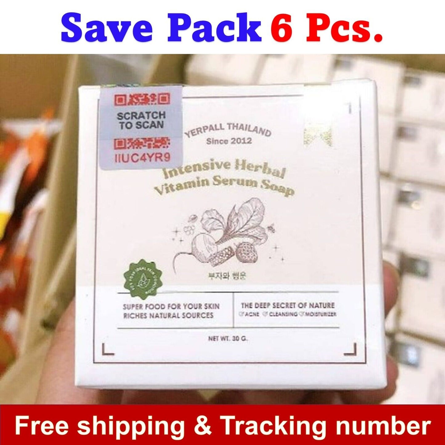 6x30g Yerpall Serum Soap Intensive Herbal Vitamin Anti-Acne Deep Cleansing Firm