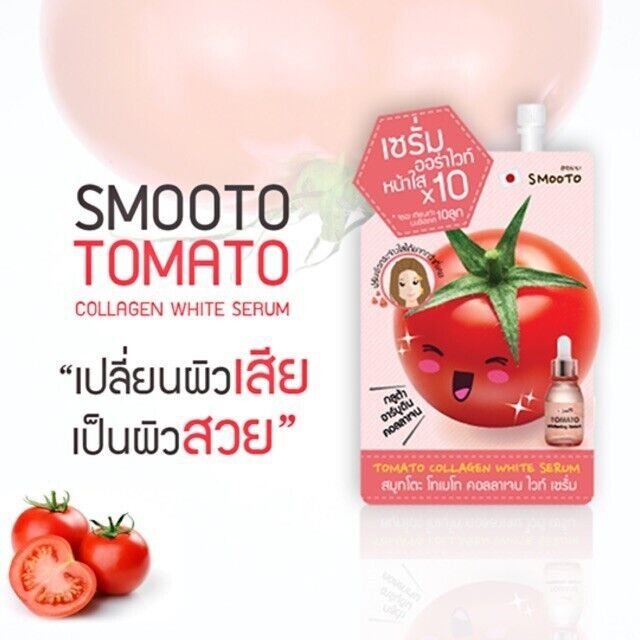 12x Smooto Tomato Collagen White Serum for Bright Skin Reduce Dark Spots 10g
