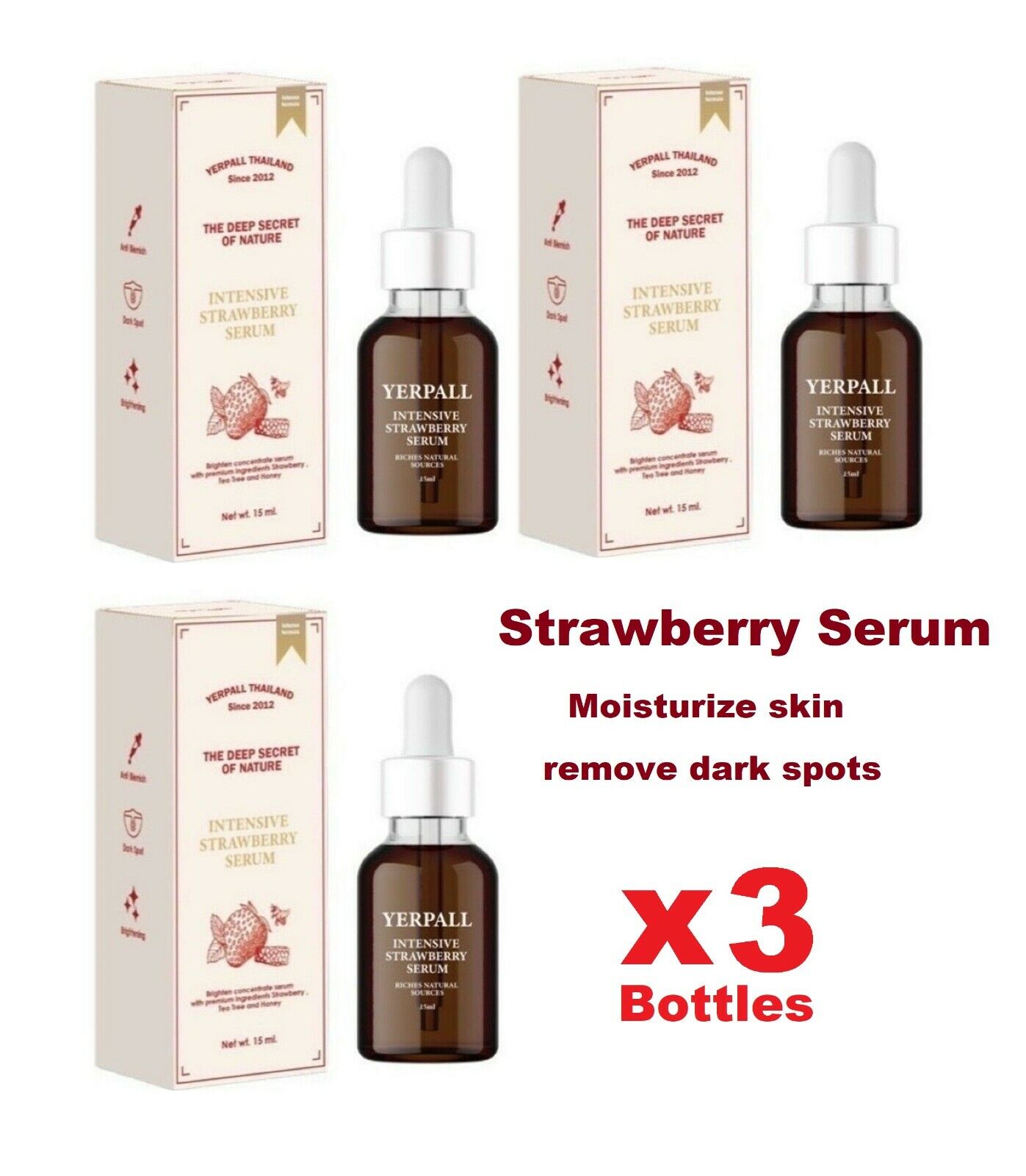 3x Serum Strawberry Yerpall Reduce Dark Spot tighten pores moist skin
