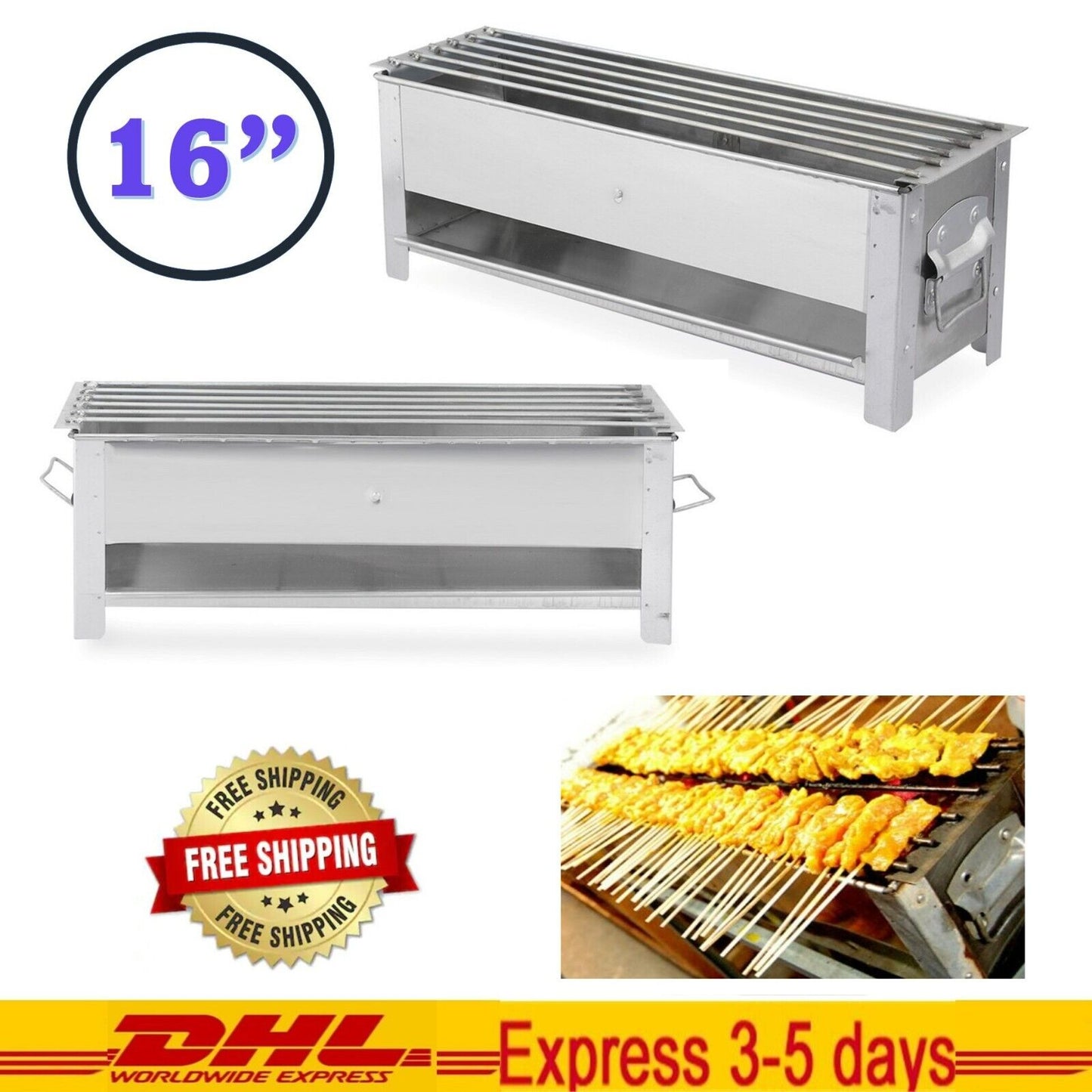 Grill Stove BBQ Steak Moo Satay Thai Street Food Style Charcoal Smoke Oven 16"