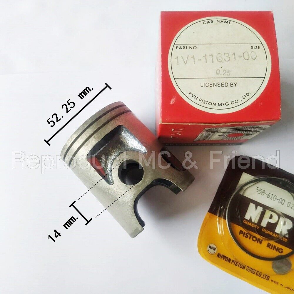 Yamaha RX100 Piston & Ring Set OS 0.25 (Diameter = 52.25mm.) New