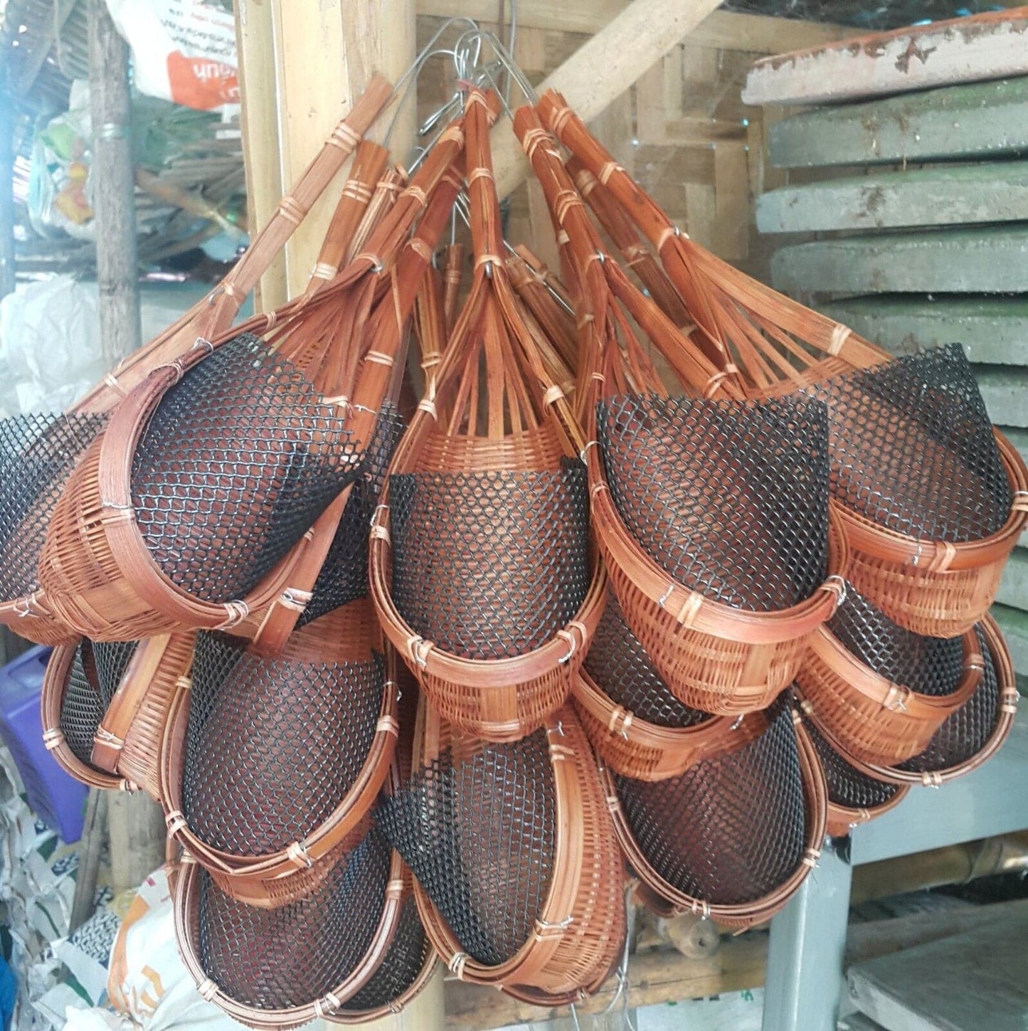 Woven Basket Planter Home Decor Orchid Flower Hanging Plant Pot Bamboo Garden