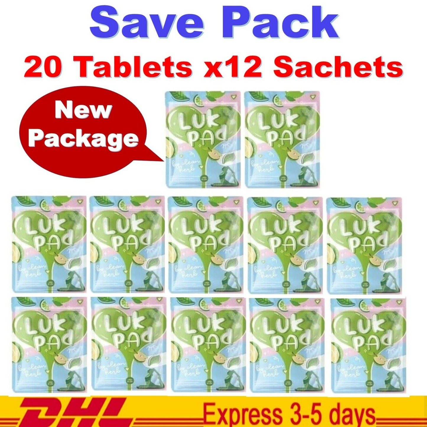 12x LUK PAD DETOX Herbal Super Clean Healthy Care Slimming Weight Control