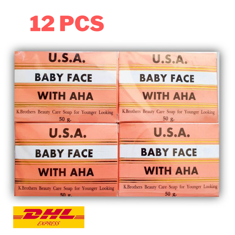 12x K.Brothers Baby Face Whitening Soap with AHA Reduce Dark Spot Acne Body 50g