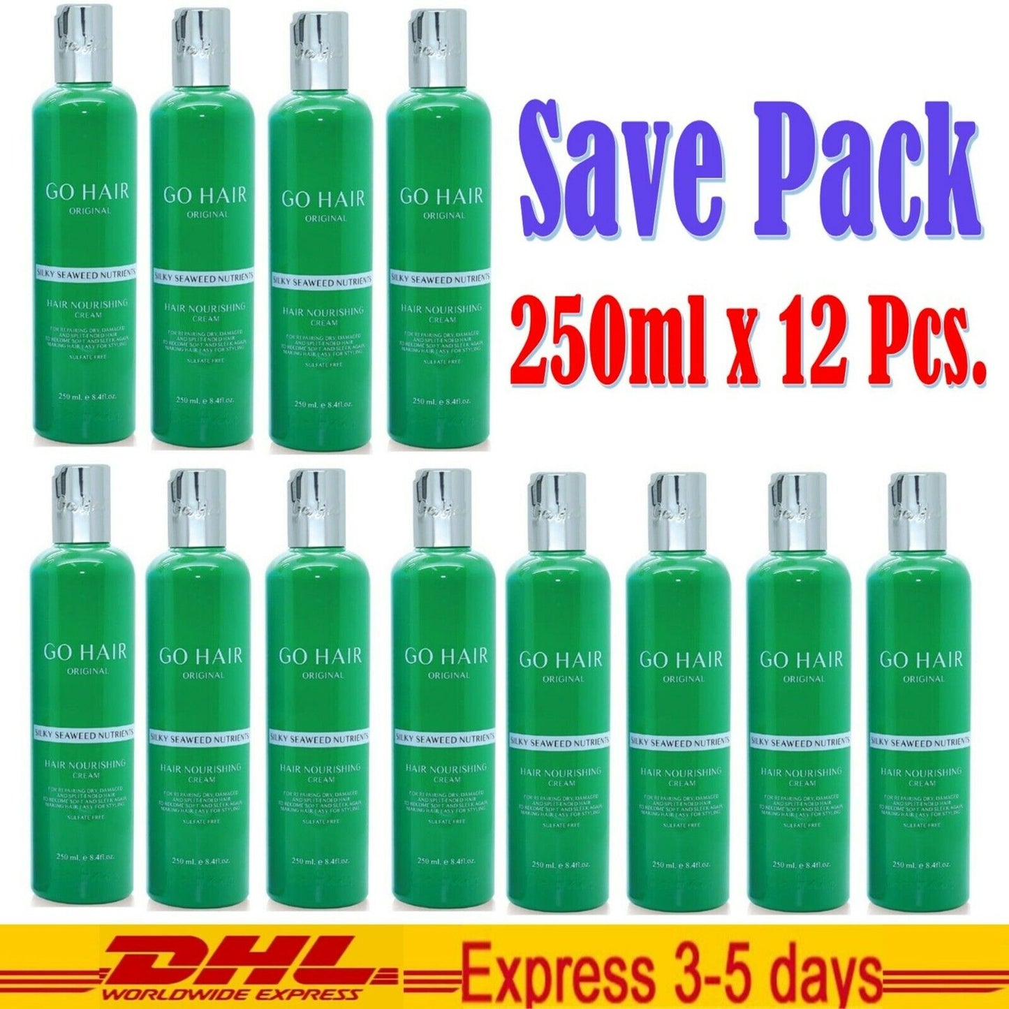 12x GO HAIR Silky Seaweed Nutrients Dry And Damaged Hair Restoring Hair 250ml
