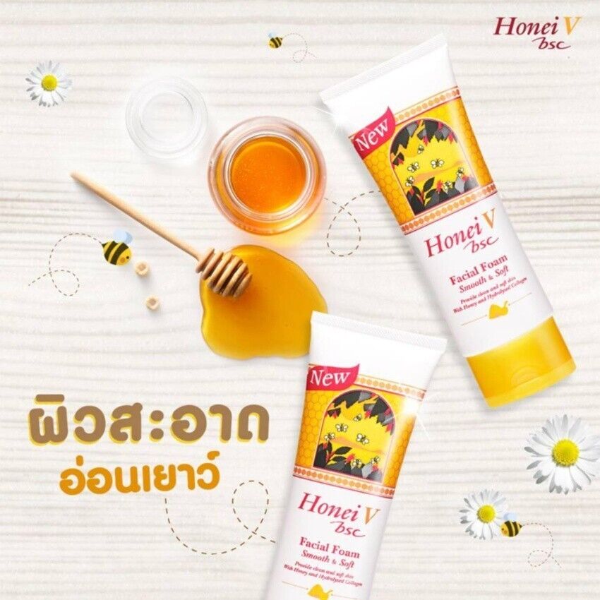 12x Honei V BSC Facial Foam Honey Collagen Smooth Soft Cleanser Moisturize 100 g