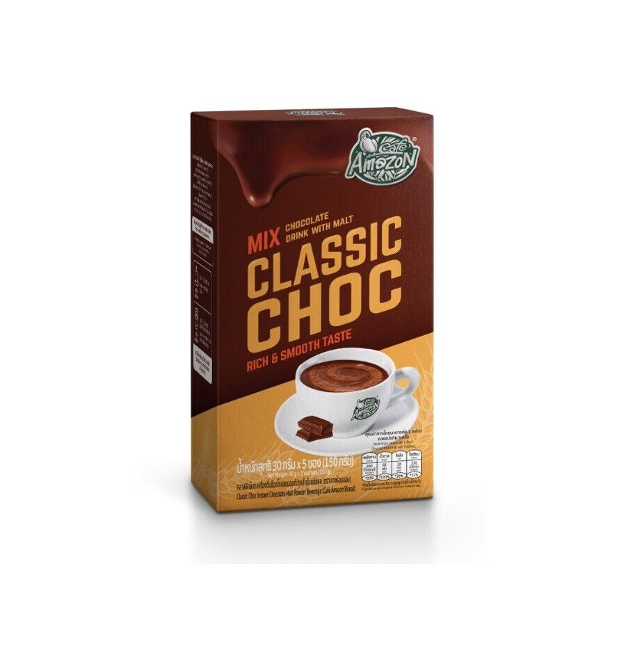 5x Caf? Amazon Classic Choco Malt, Dark chocolate Instant powder drink Intense
