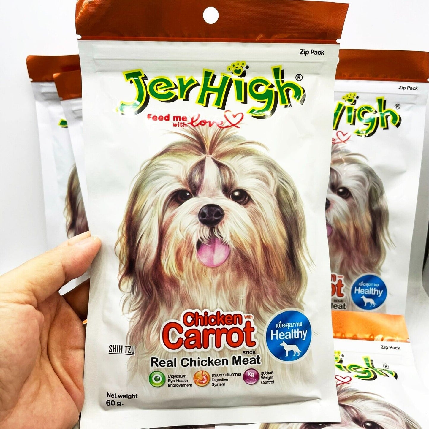 12x60g JerHigh Carrot Stick Dog Puppy Snack Treats Food Vitamin Eye Vision DHL