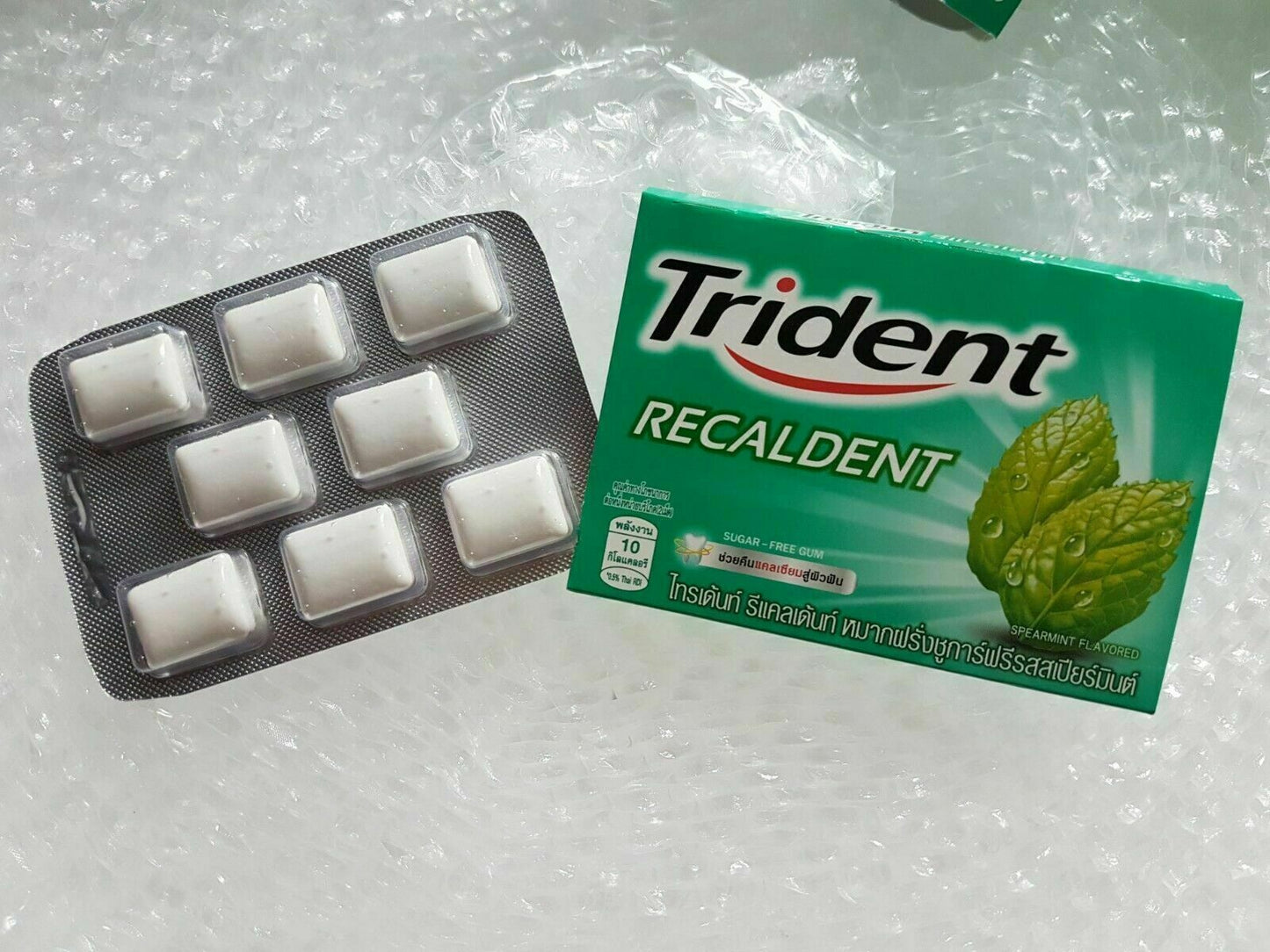 15 x Trident Recaldent Spearmint Flavour Sugar-Free Chewing Gum 11.2g