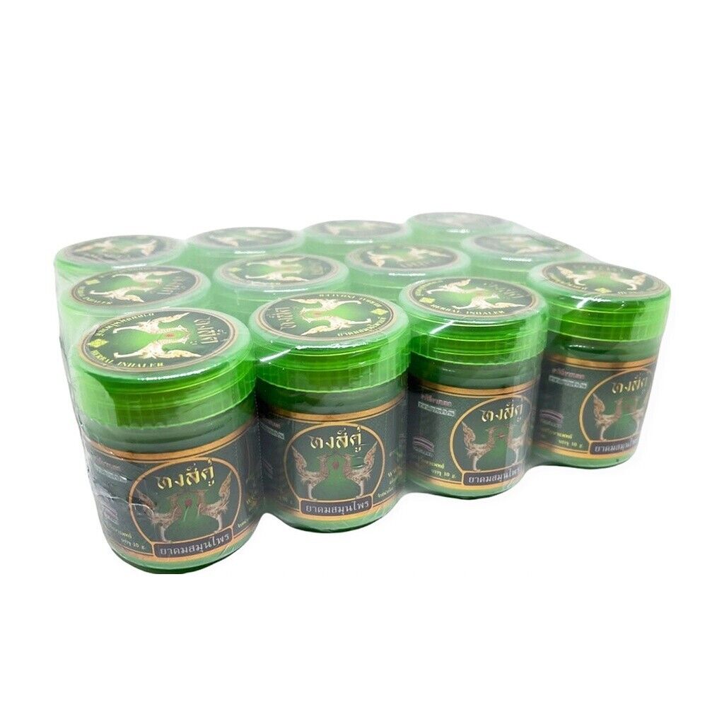 12x Hong Khu Thai Herbal Inhaler Traditional Natural Pure Aroma Refreshing 10 g