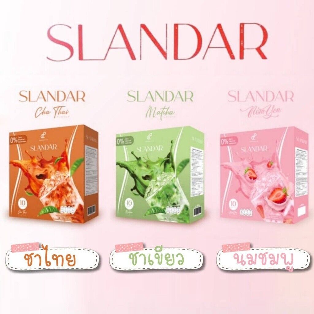 15xSlander Instant Drink Matcha, Thai Tea, Pink Milk Teen Adult Delicious No Fat