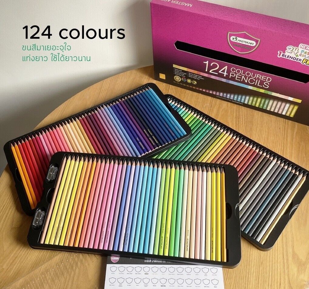 Master Art Colored Pencils Box Set 124 Colors Coloring Drawing Art Painting Long