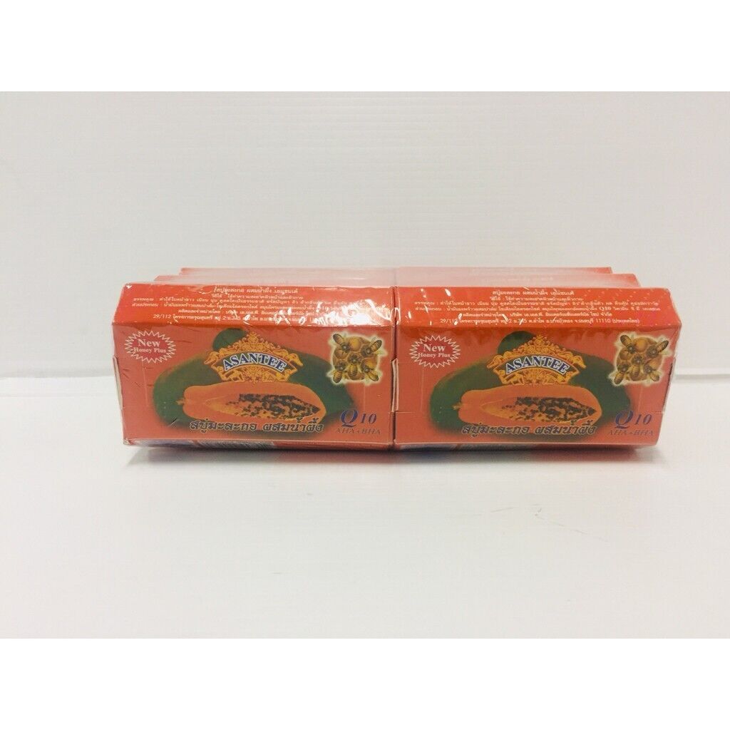 12x Asantee Papaya Honey Soap Bar Q10 Brightening Moisturizing Skin Natural 125g