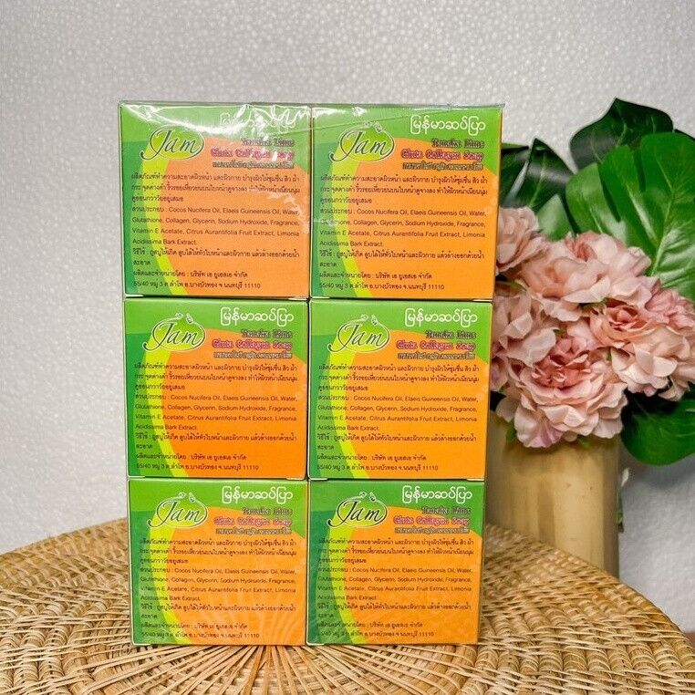 12x Jam Soap Tanaka Lemon Gluta Collagen Brightening Face Body Natural Thai 65 g