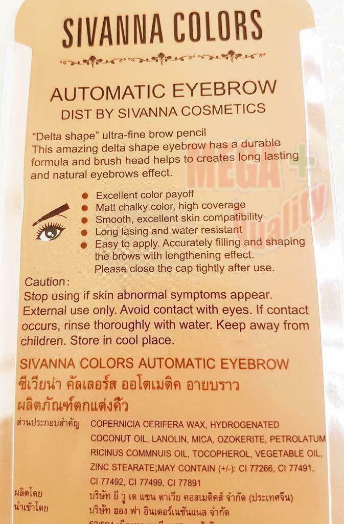 SIVANNA COLORS AUTOMATIC EYEBROW Waterproof Lasting 24h Double Eyeliner Pencil