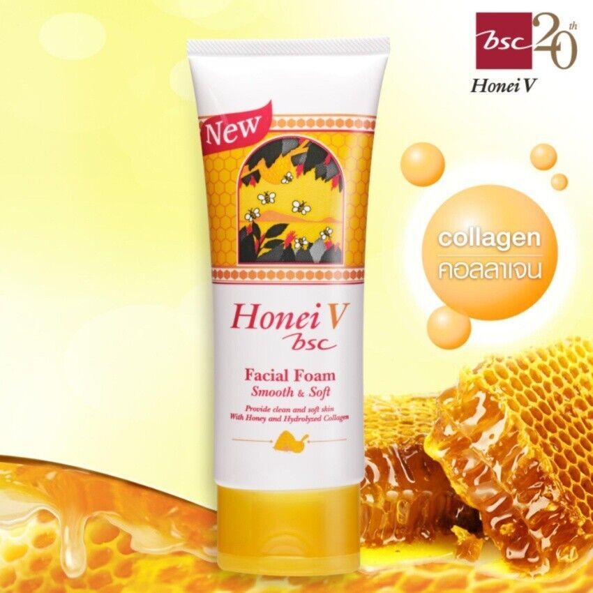 12x Honei V BSC Facial Foam Honey Collagen Smooth Soft Cleanser Moisturize 100 g