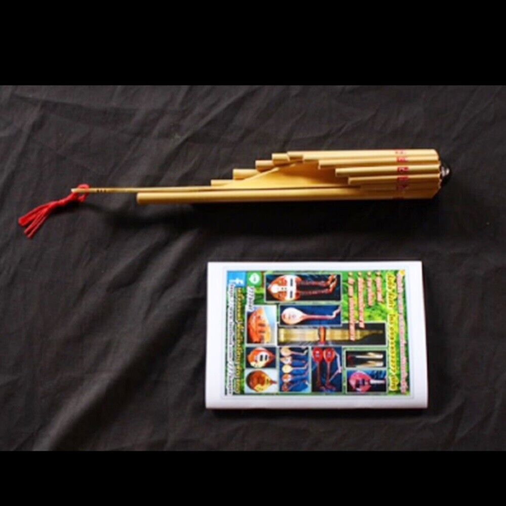 Wote Thai Bamboo Instrument Musical Panpipe Handmade Flute Isan Key Em Free Book