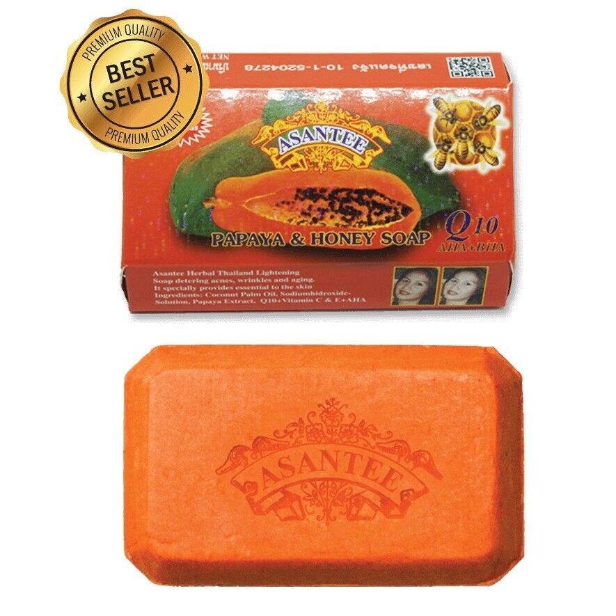 12x Asantee Papaya Honey Soap Bar Q10 Brightening Moisturizing Skin Natural 125g
