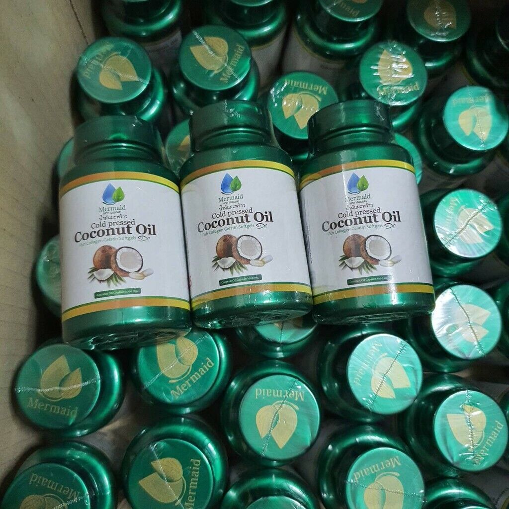 10x Mermaid Cold Pressed Coconut Oil Pure Organic Virgin Thai Premium 40 capsule