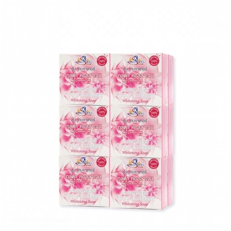 12x K. Brothers Gluta Collagen Whitening Soap Reduce Dark Spots Acne Bright 60g