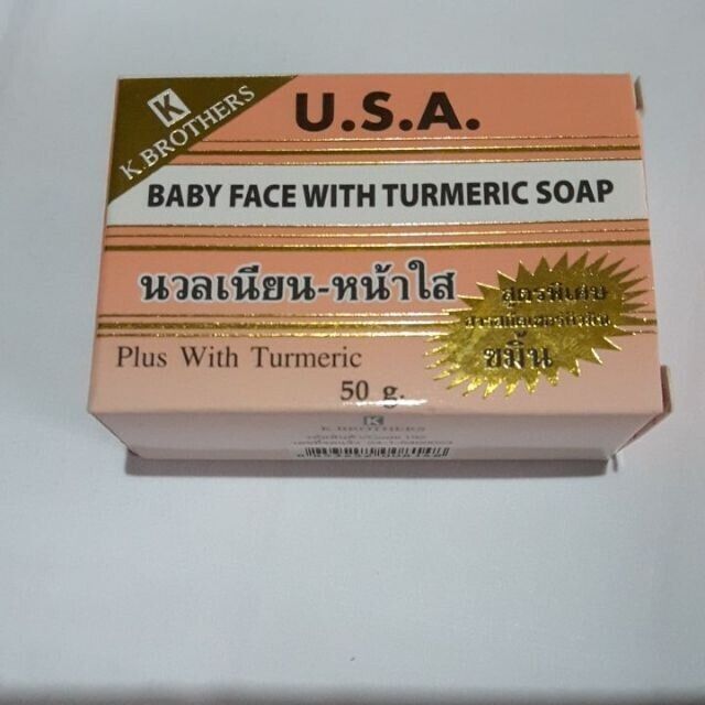12x K. Brothers Baby Face with Turmeric Whitening Soap Skin Brightening Body 50g