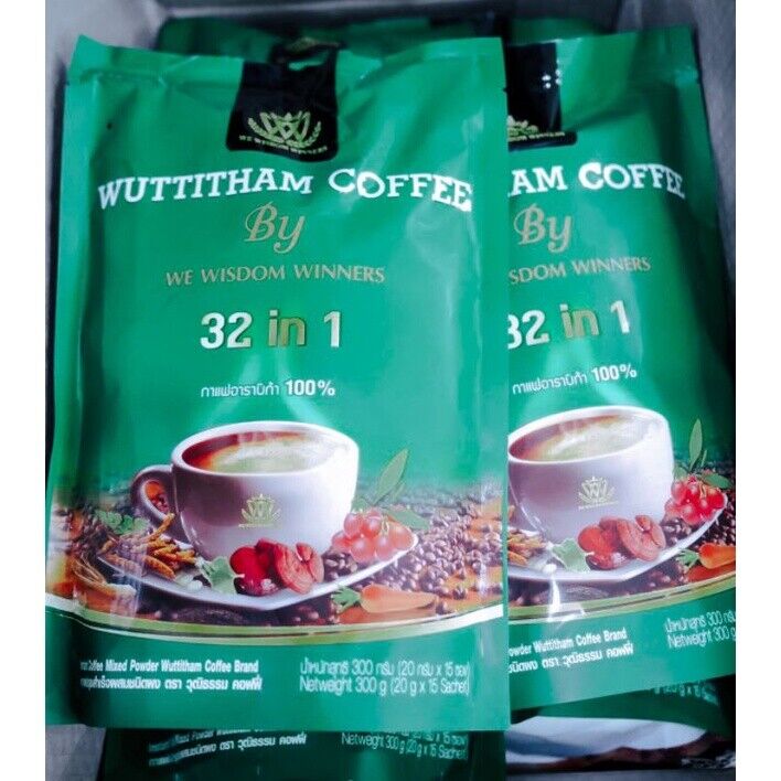 10x Wuttitham Instant Coffee Healthy 32 in 1 Herbs Mix Weight Control Slim Detox