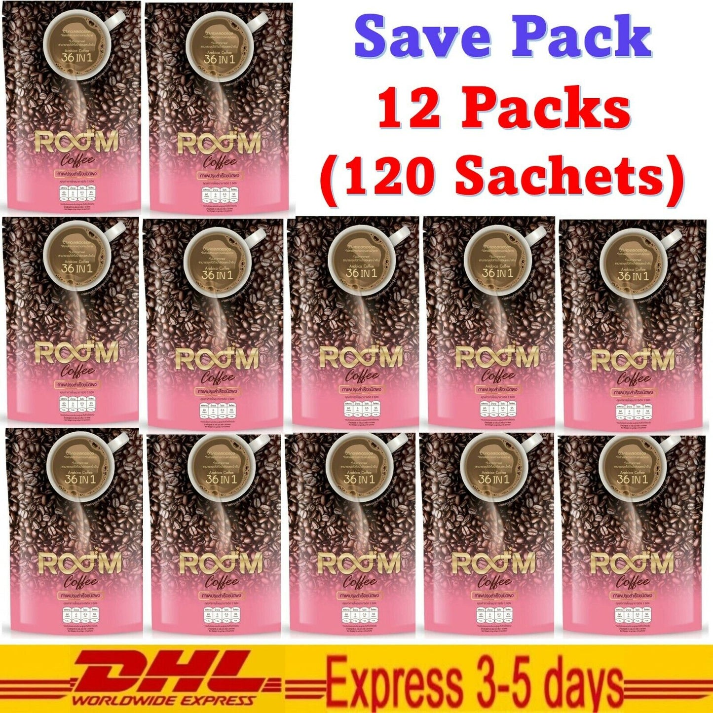 12x Room Arabica Coffee 36IN1 Slim Weight Loss Fit Collagen Vitamins Detox Drink