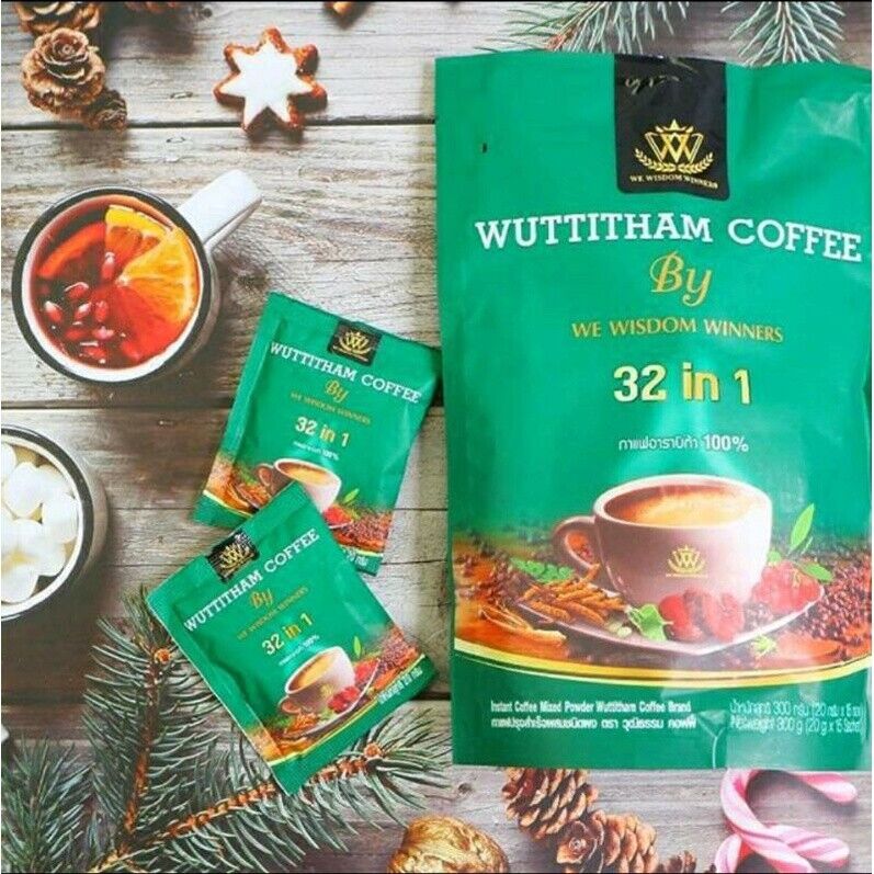 10x Wuttitham Instant Coffee Healthy 32 in 1 Herbs Mix Weight Control Slim Detox
