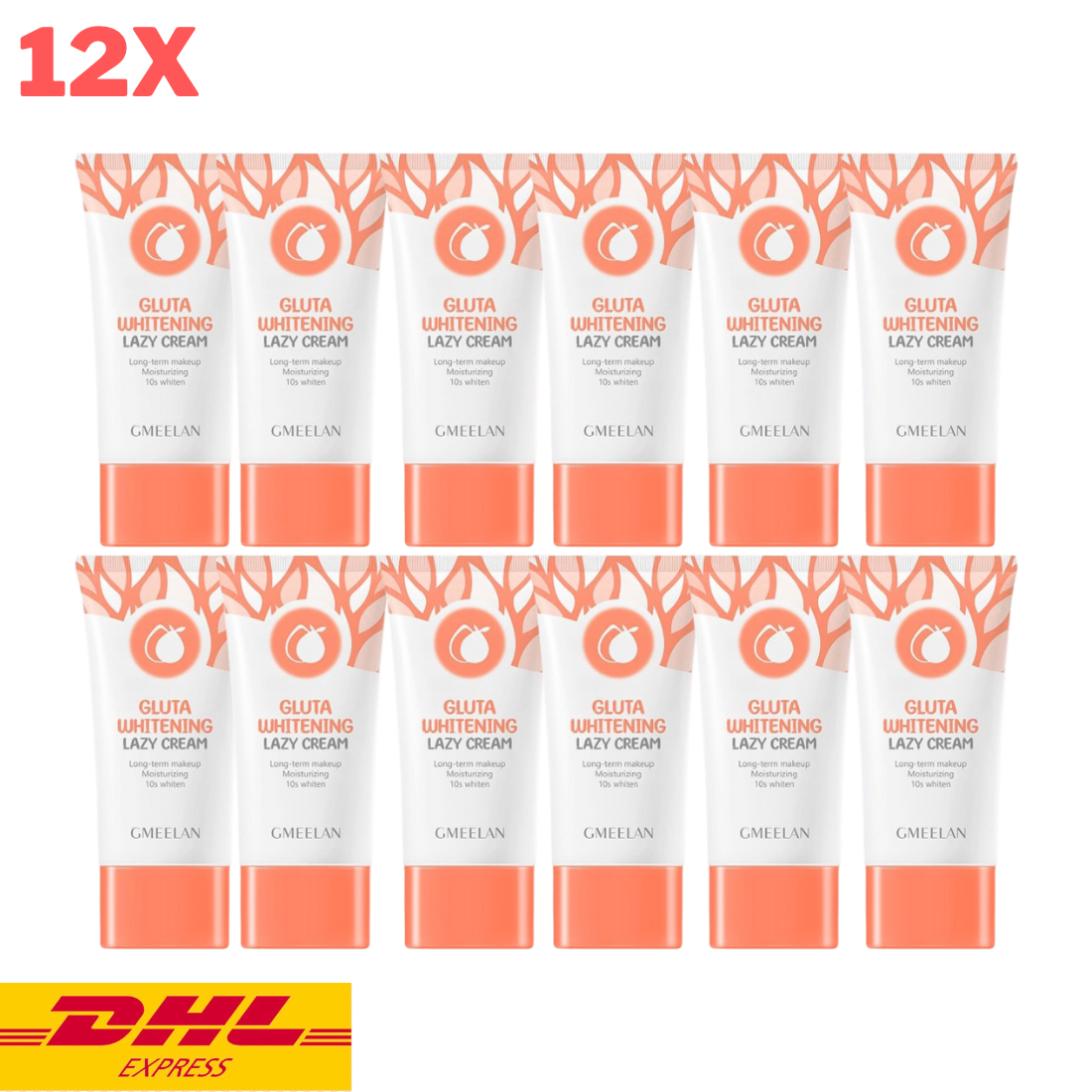12x GMEELAN Gluta Whitening Lazy Cream Moisturizing Long Make Up Bright Skin 30g