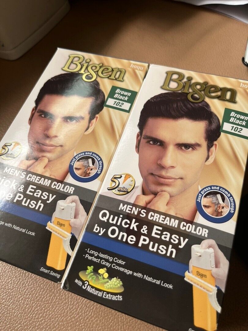 Bigen Men's Hair Color Cream One Push #102 Brown Black Quick Easy Dye 5 minutes