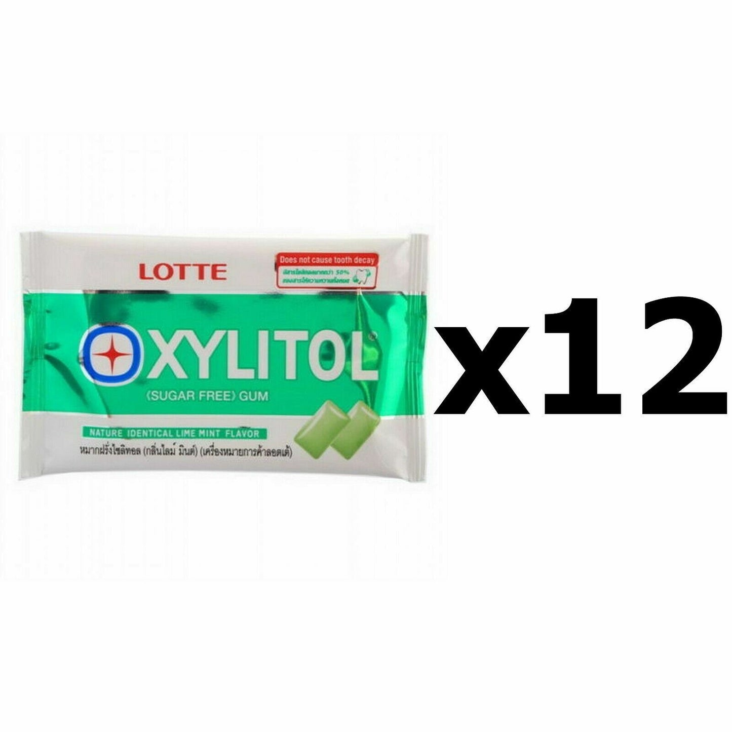 12x11.6g LOTTE Xylitol Chewing Gum Sugar- Free Pantry Sweets Breath Mints Candy