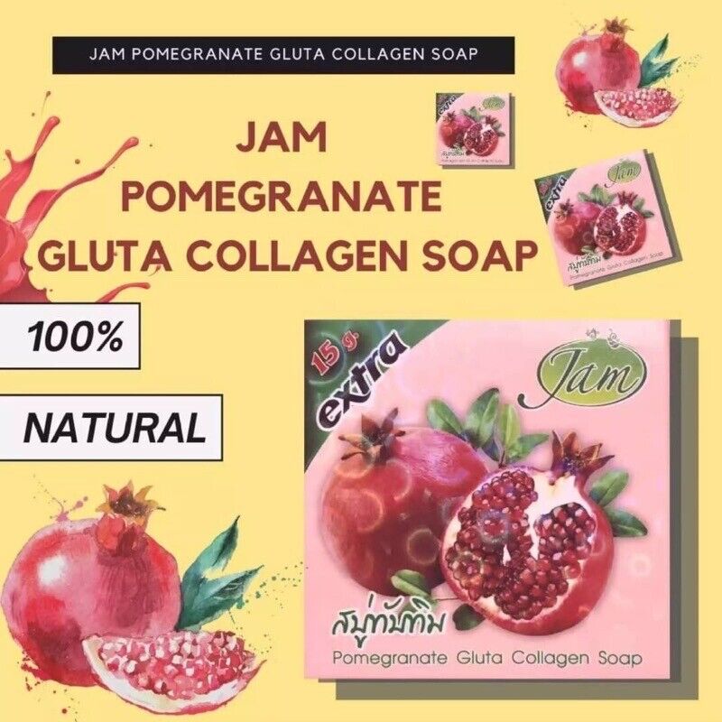12x JAM Pomegranate Soap Gluta Collagen All Natural Herbal