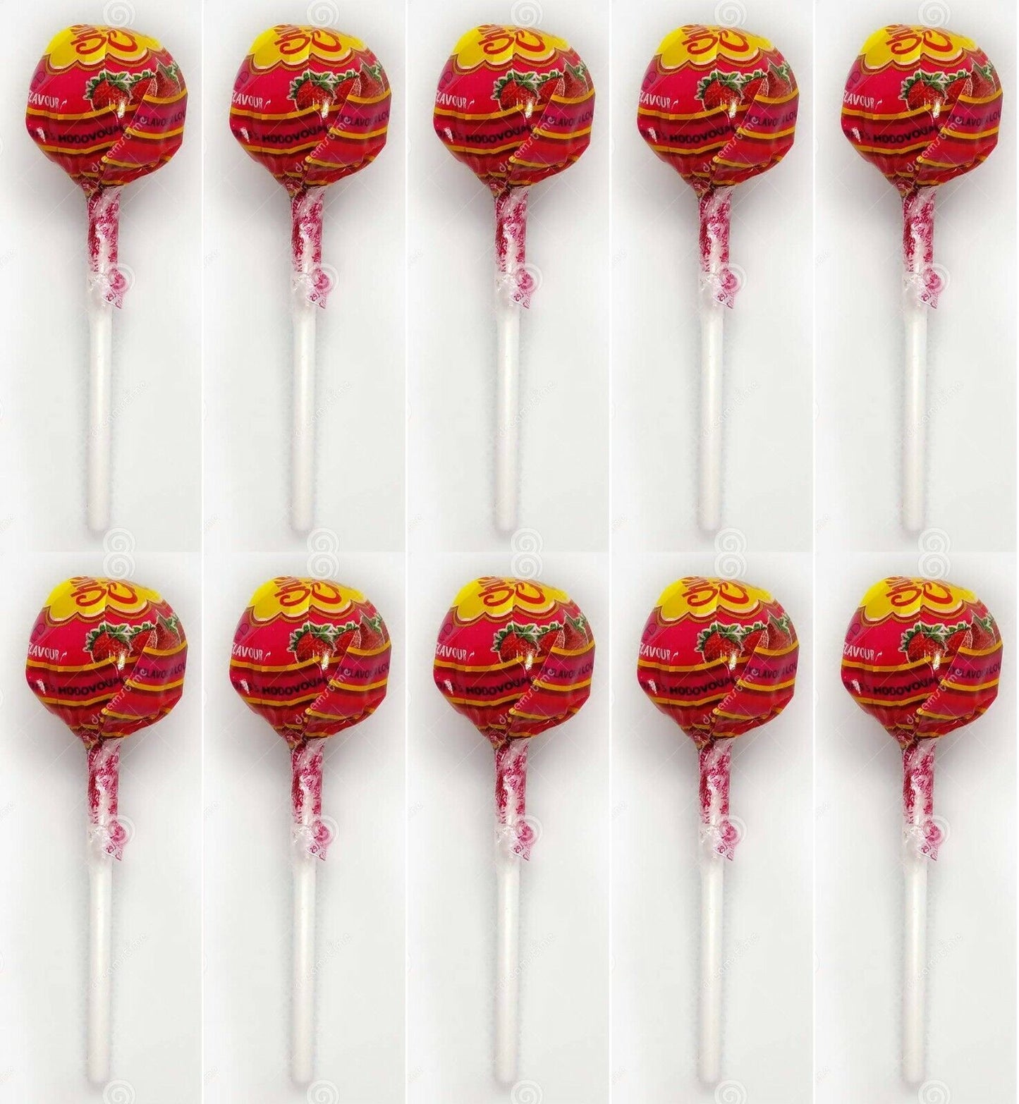 10 x Chupa-Chups Lolipop Candy Strawberry Flavor Assorted Flavour Lollies 11g