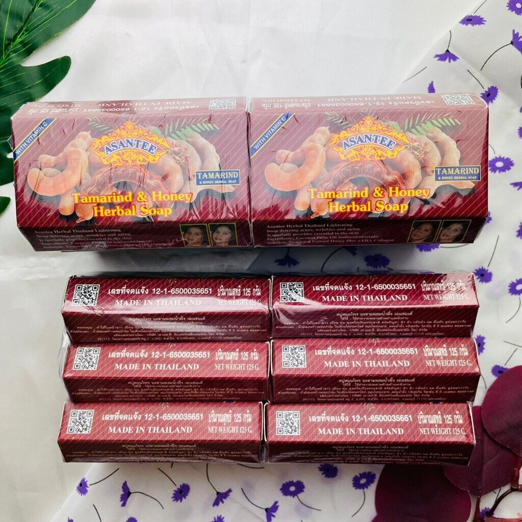 12x Asantee Tamarind Honey Soap Bar Brightening Soft Skin Face Body Herbal 125 g