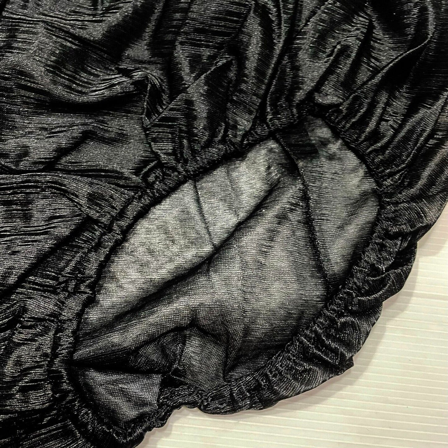x2 Vintage Panties Nylon Lace Silky Bikini Hi Briefs Knicker Black Underwear LL