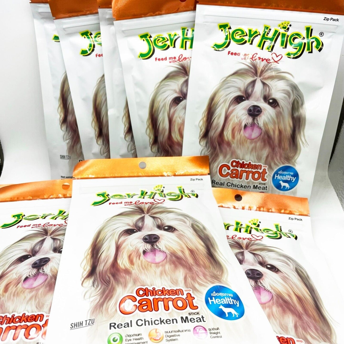12x60g JerHigh Carrot Stick Dog Puppy Snack Treats Food Vitamin Eye Vision DHL