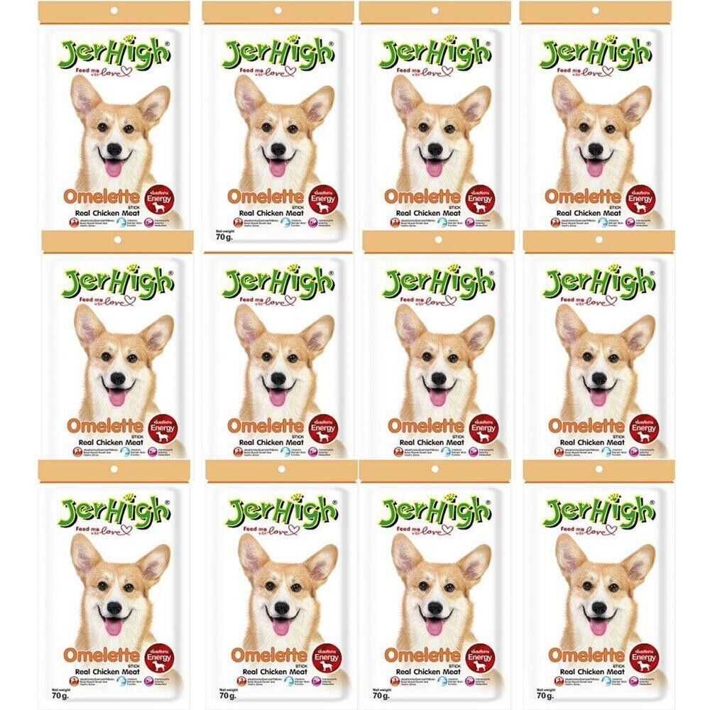 12 pcs. JerHigh Omelette Stick Dog Protein Snack Food Strong Bone Joint Healthy